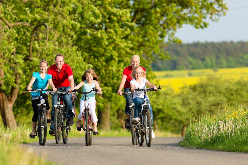 Family riding a bike