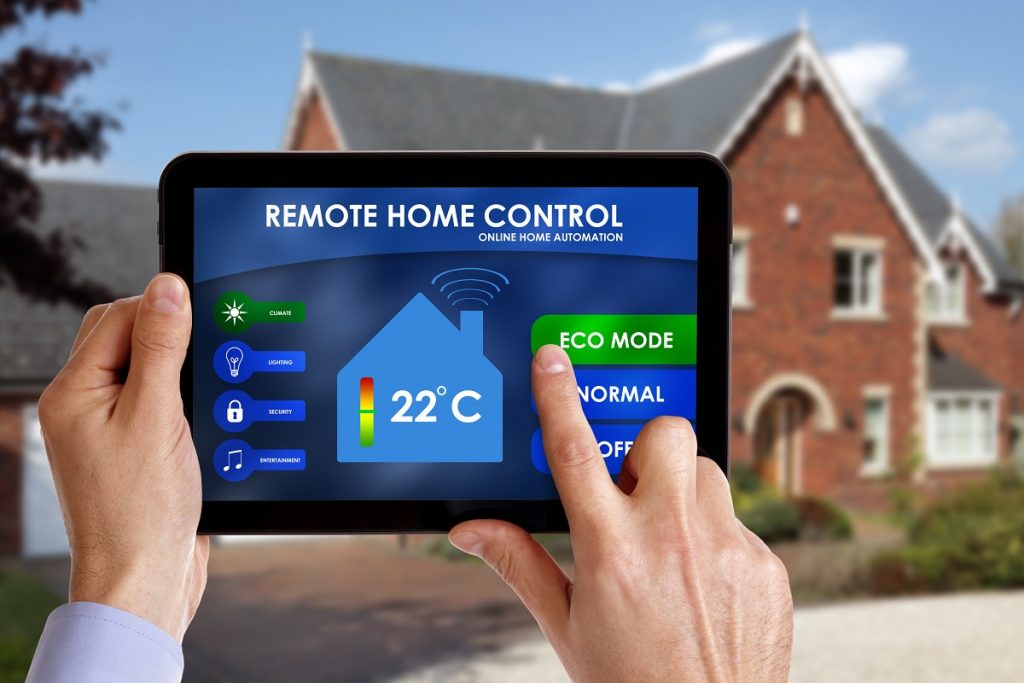 Person using a remote home control