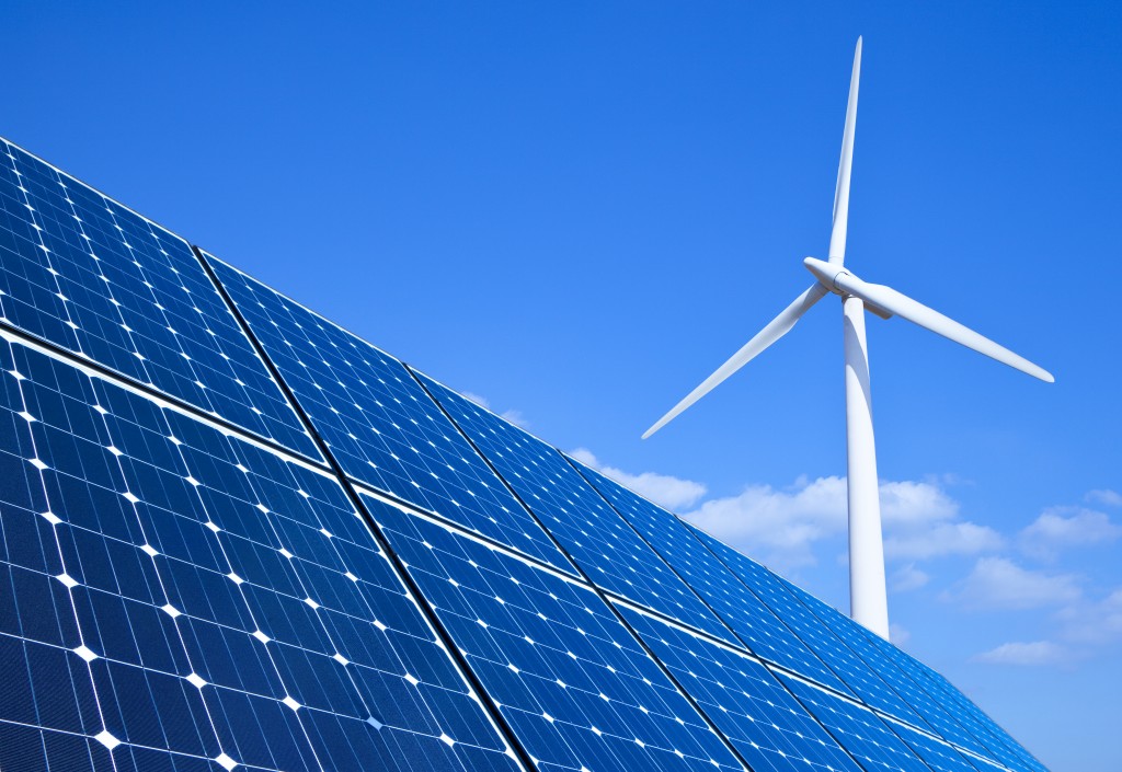 solar panels and windmill turbine