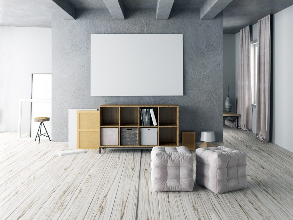 white hardwood floor