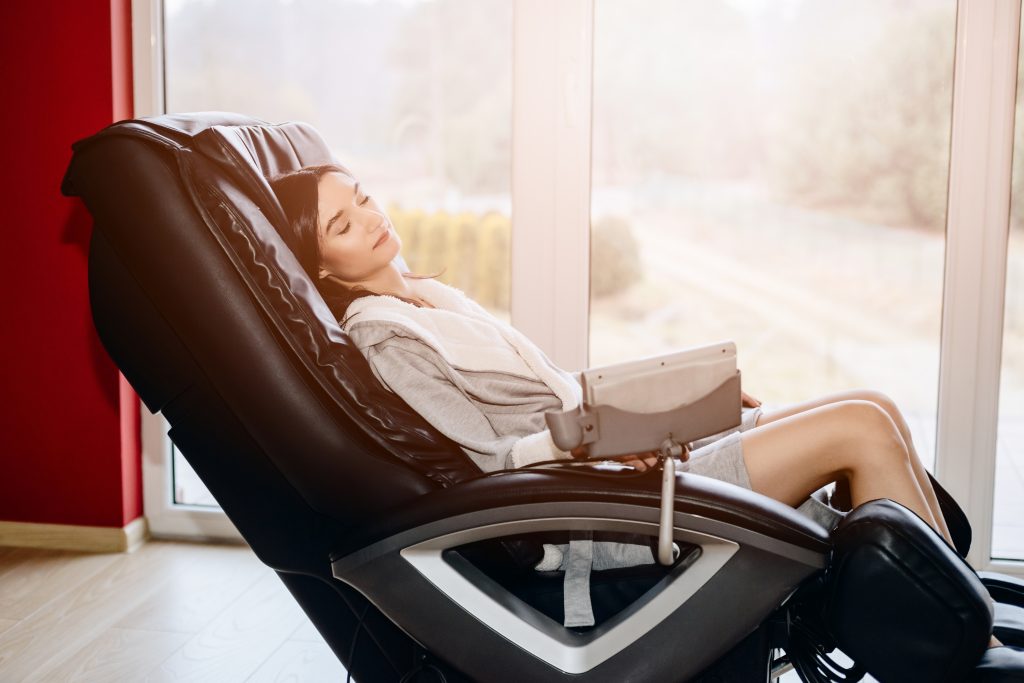 woman at the massage chair