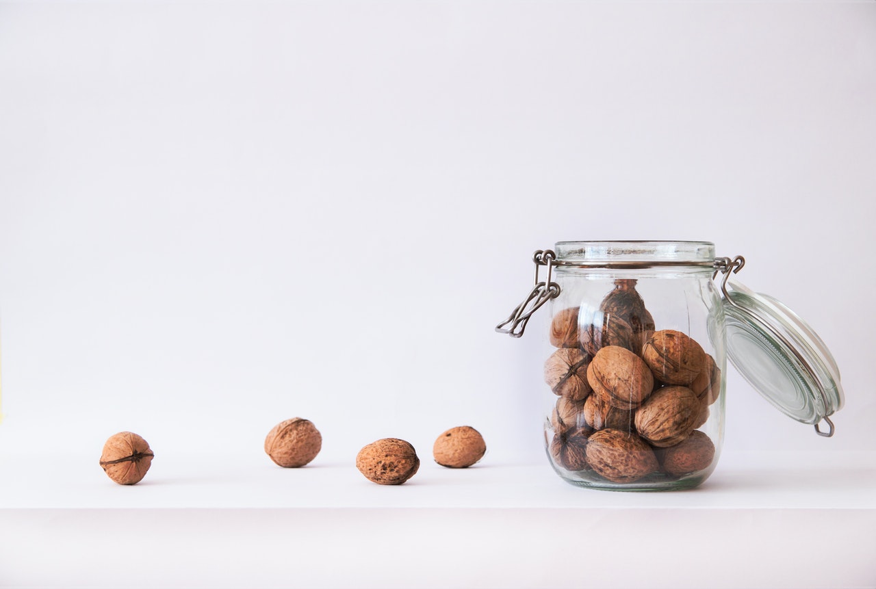 walnuts in a jar