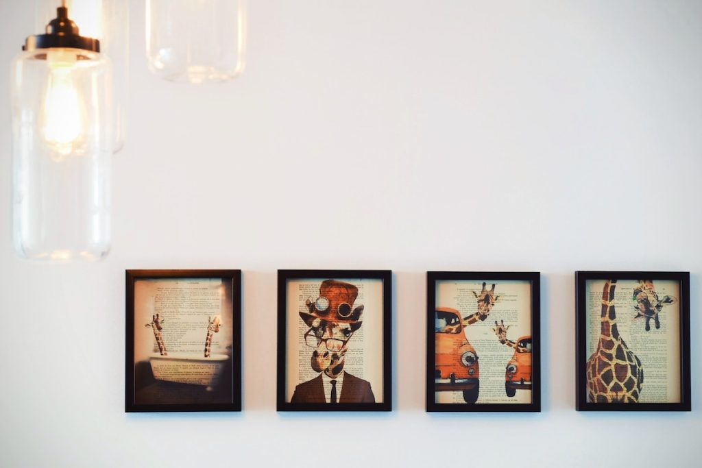 photographs hung on a wall